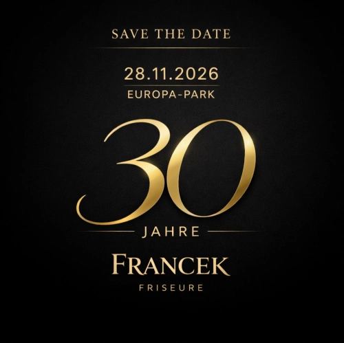 Ohne euch wären wir nicht hier. ❤️

30 Jahre Vertrauen.
30 Jahre Kunden.
30 Jahre Familie.

Am 28.11.2026 feiern wir gemeinsam im Europa-Park.
Und das wird unvergesslich. ✨

#francekfriseure #30JahreFrancek #Danke #EuropaPark #hairlove